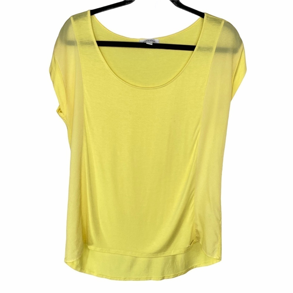 Calvin Klein Yellow Cap Sleeve Scoop Neck Top